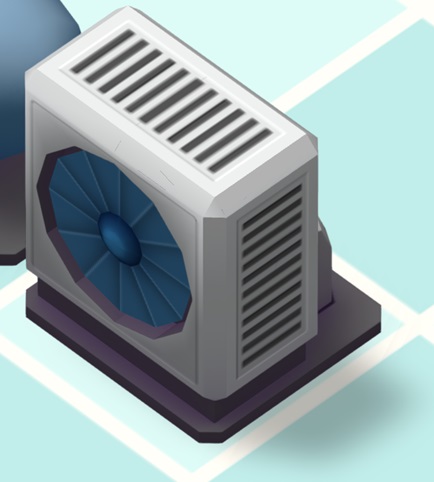 Een standaard-Airconditioner met de karakteristieke ventilator.
