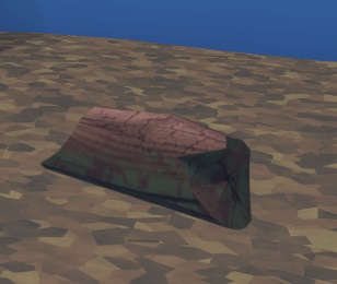 Een kort afgebroken/afgezaagde tak ligt in een Aquarium.