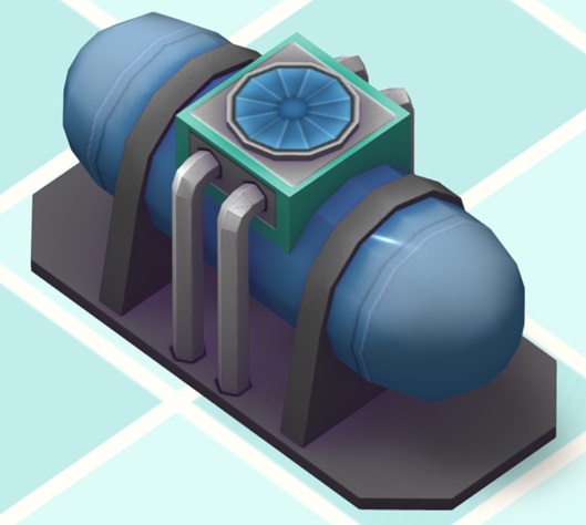 Een Megaquarium-Compressor is in wezen een lange horizontale buis, met midden bovenaan rotorbladen die de lucht aanzuigen.