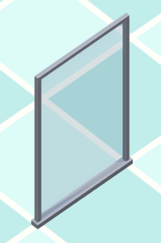 Een Muurpaneel van glas, waar de Bezoekers doorheen kunnen kijken.