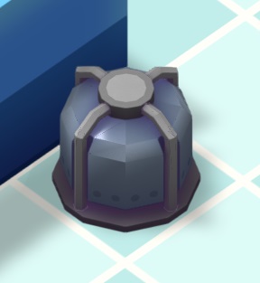 Vogelperspectief van een ronde, blauwgrijze Waterfilter. Dit Apparaat grenst links aan een Aquariumwand.