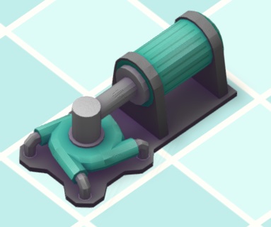 De Power Pump bestaat uit een groenblauwe, ronde Pomp, met aan de Noordkant een groenblauwe, horizontale cilinder, door middel van een kleinere, grijze cilinder verbonden aan de Pomp.