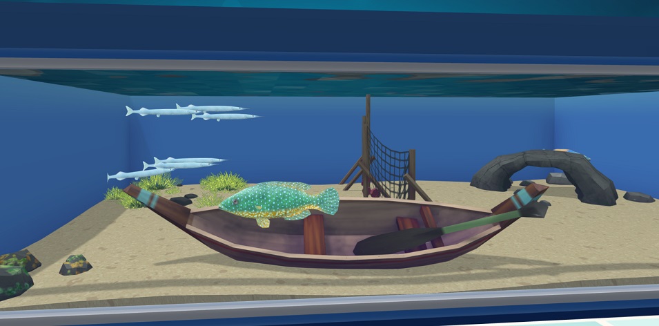 De Geep moet je steeds met minstens twee andere Diersoorten samenhouden. Op de foto staat een school van zes Gepen met een Gevlekte Lipvis (voorgrond) en een Cuckoo Wrasse (achter de Grot, nauwelijks zichtbaar).