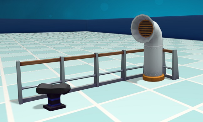 Dit Decorobject omvat een stuk dekleuning, rechts een verticale buis en links een zwarte afsluitdop.