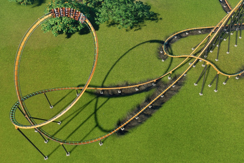 De Trein gaat door een '8-Helix'.