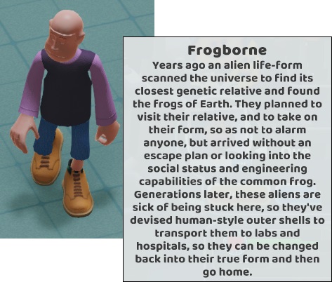 Frogborne-Patiënten hebben allemaal hetzelfde gezicht, en dezelfde kale kop.