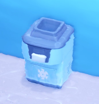 De Coldwater Cooler is een lichtblauwe koeler met donkerblauw deksel en een afbeelding van een sneeuwkristal op de voorkant.