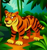 Een vervaarlijk kijkende Trance Tiger in het oerwoud.