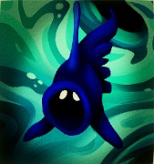 Een Swim Reaper zwemt in donker water.