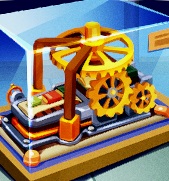 In een glazen kist staat een Printing Press.