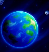 Stellaris Prime is een planeet die qua kleuren op de Aarde lijkt (blauwe zeeën, groen land). Rond Stellaris Prime zweven twee manen - één ver achter de planeet, van de andere zien we slechts een klein stukje linksbovenaan de foto.