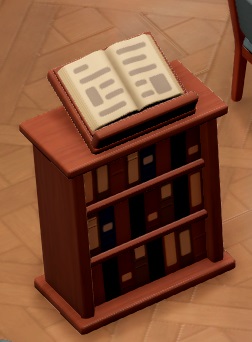 Een Training Lectern is niets meer dan een kleine boekenkast, met erbovenop een opengeslagen boek.